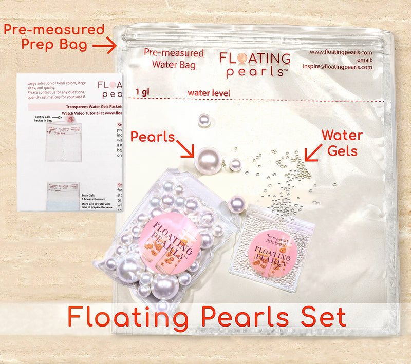 100 Floating Light Pink Pearls with Pink Sparkling Gems- Large Sizes- Fills 2 Gallons of The Floating Transparent Water Gels for Your Vases- Option: 6 Submersible Fairy Lights Strings