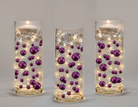 Perlas moradas "flotantes" - Decoraciones de jarrón de tamaños gigantes/varios sin agujeros