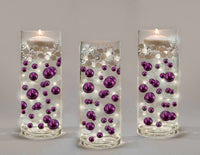 Perlas moradas "flotantes" - Decoraciones de jarrón de tamaños gigantes/varios sin agujeros