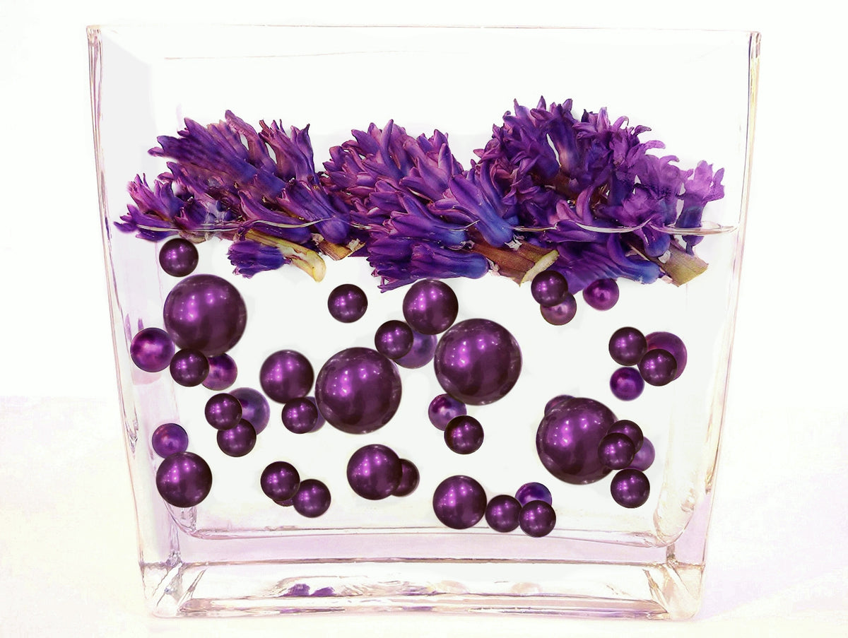 Perlas moradas "flotantes" - Decoraciones de jarrón de tamaños gigantes/varios sin agujeros