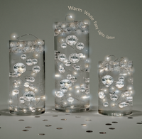 Floating Metallic Silver Pearls-Jumbo Sizes-Fills 1 Gallon of Floating Pearls & the Transparent Gels for Floating Effect-With Exclusive Measured Floating Gels Prep Bag- Option: 3 Submersible Fairy Lights Strings