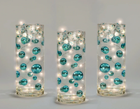 100 Floating Turquoise Blue/Teal Pearls and Matching Gems-Fills 2 Gallons of The Transparent Gels for the Floating Effect-Option: 6 Submersible Fairy Lights Strings