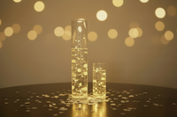 100 Floating White Pearls with Sparkling Gems Large Sizes- Option of 6 Submersible Fairy Lights Strings Hidable Submersible Batteries- Fills 2 Gallons for your Vases