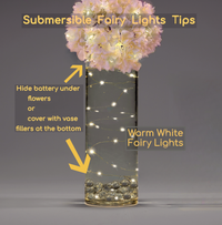 30 Led Fairy Lights on Each String- 3 Strings- Submersible String & Battery- Exclusive Garlands for Vases- Choice of Cool White or Warm White Glow