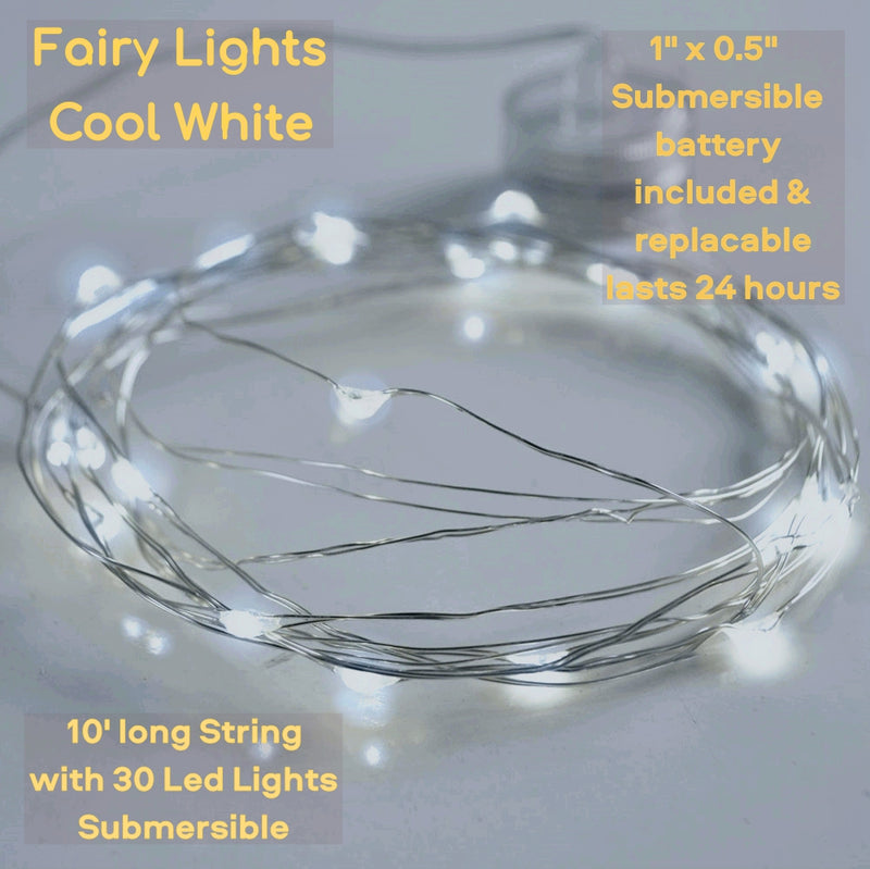 Led Fairy Lights Strings Garland-Set of 3-Choice of Cool White or Warm White Glow-Fully Submersible/Waterproof-Not including Floating Pearls