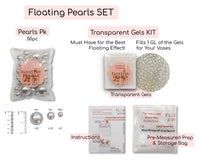 75 Floating White Pearls-Fills 1 Gallon of Floating Pearls & Transparent Gels for Floating Effect-With Exclusive Measured Gels Prep Bag-Option: 3 Submersible Fairy Lights Strings