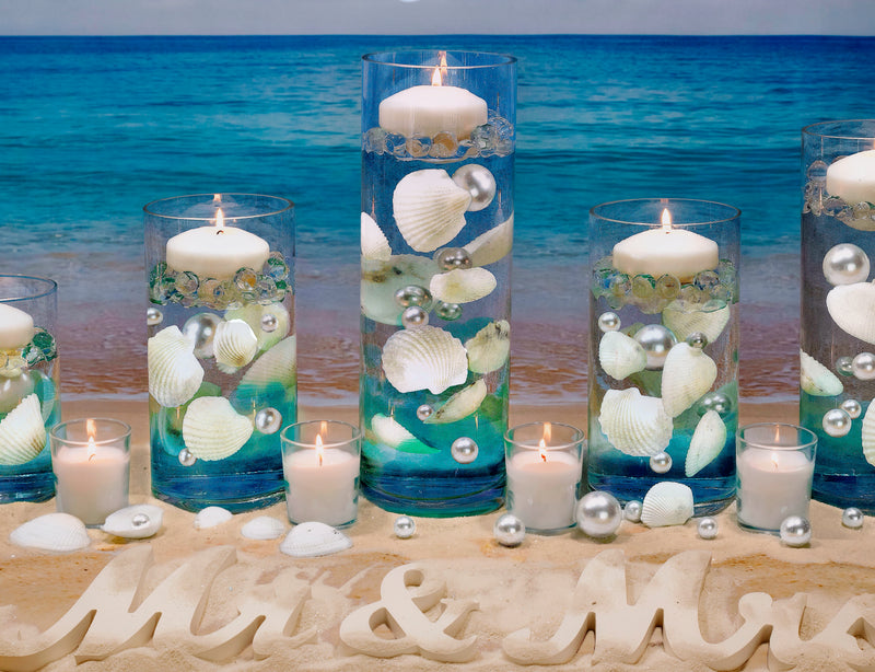 75 Floating White Pearls-Fills 1 Gallon of Floating Pearls & Transparent Gels for Floating Effect-With Exclusive Measured Gels Prep Bag-Option: 3 Submersible Fairy Lights Strings