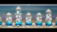 75 Floating Seashells White Mostly-White Coral Reef-White Starfish-Pearls-Aqua Beads-Option: 3 Submersible LED Fairy Lights Strings with Hidable Submersible Batteries-Includes the Transparent Water Gels Which Fills 1 Gallon of the Floating Water Gels