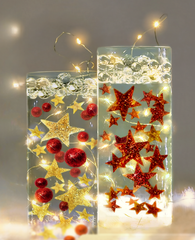 Floating Red Stars-Sparkling Large Sizes-Fills 1 Gallon for Your Vases-Option 3 Submersible LED Fairy Lights Strings with Hidable and Submersible Battery