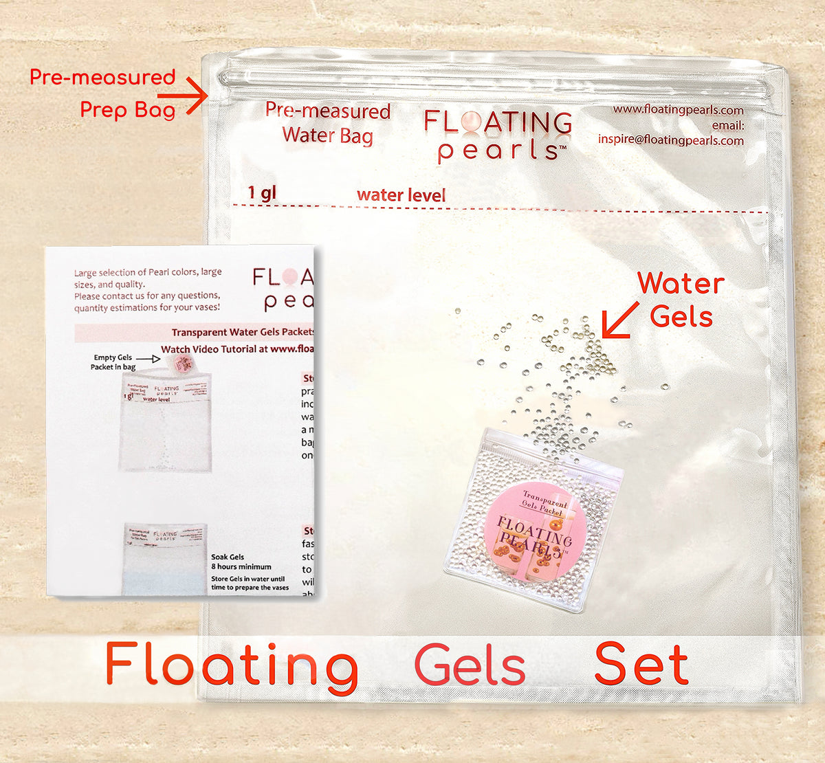 Floating Jumbo Heart With Hot Pink Pearls & Heart Gems- DIY Vase Decorations & Table Scatter