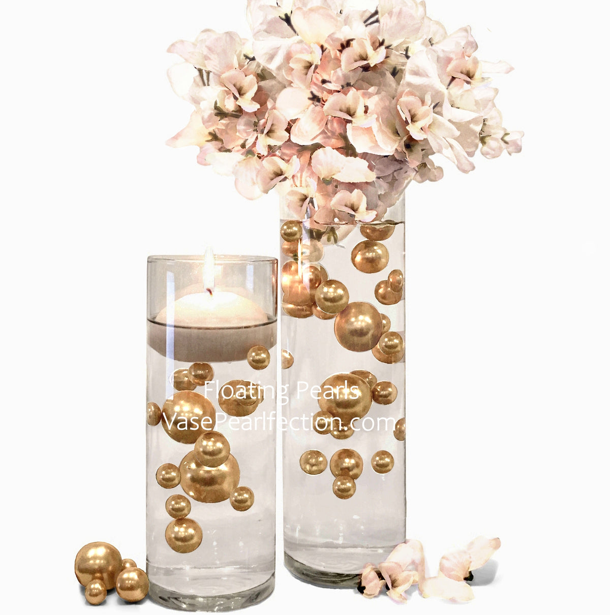 75 Floating Gold Pearls-Fills 1 Gallon of Floating Pearls and Transparent Floating Gels-With Measured Gels Prep Bag-Option of 3 Fairy Lights Strings