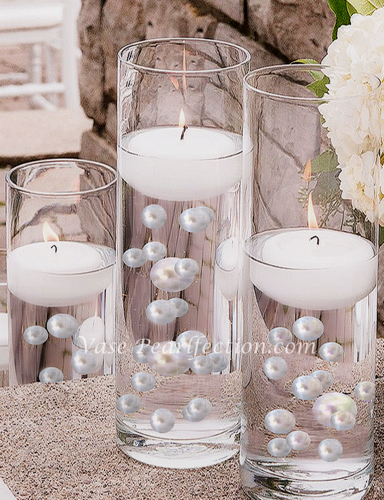 100 Floating White Pearls and Sparkling Gems - Large Sizes - Fills 2 Gallons of the Transparent Water Gels for the Floating Effect- With Exclusive Measured Prep Bags - Option: 6 Submersible Fairy Lights Strings