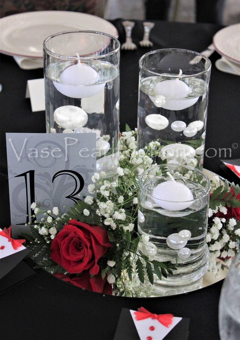 75 Floating White Pearls - Large Sizes - Fills 1 Gallon of the Transparent Water Gels for the Floating Effect- With Exclusive Measured Prep Bags - Option: 3 Submersible Fairy Lights Strings