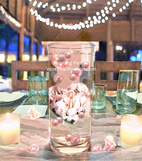 "Floating" Big Heart Full of Light Pink Hydrangea & Pearls - Vase Decorations