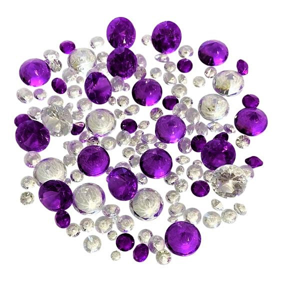 Purple & Clear Sparkling Diamond Cut Gems Table Scatters